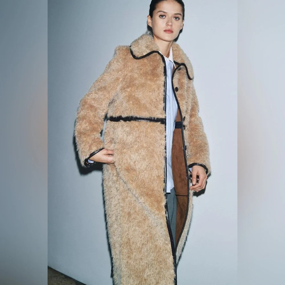 Zara LIMITED EDITION LONG FLEECE COAT sz.S